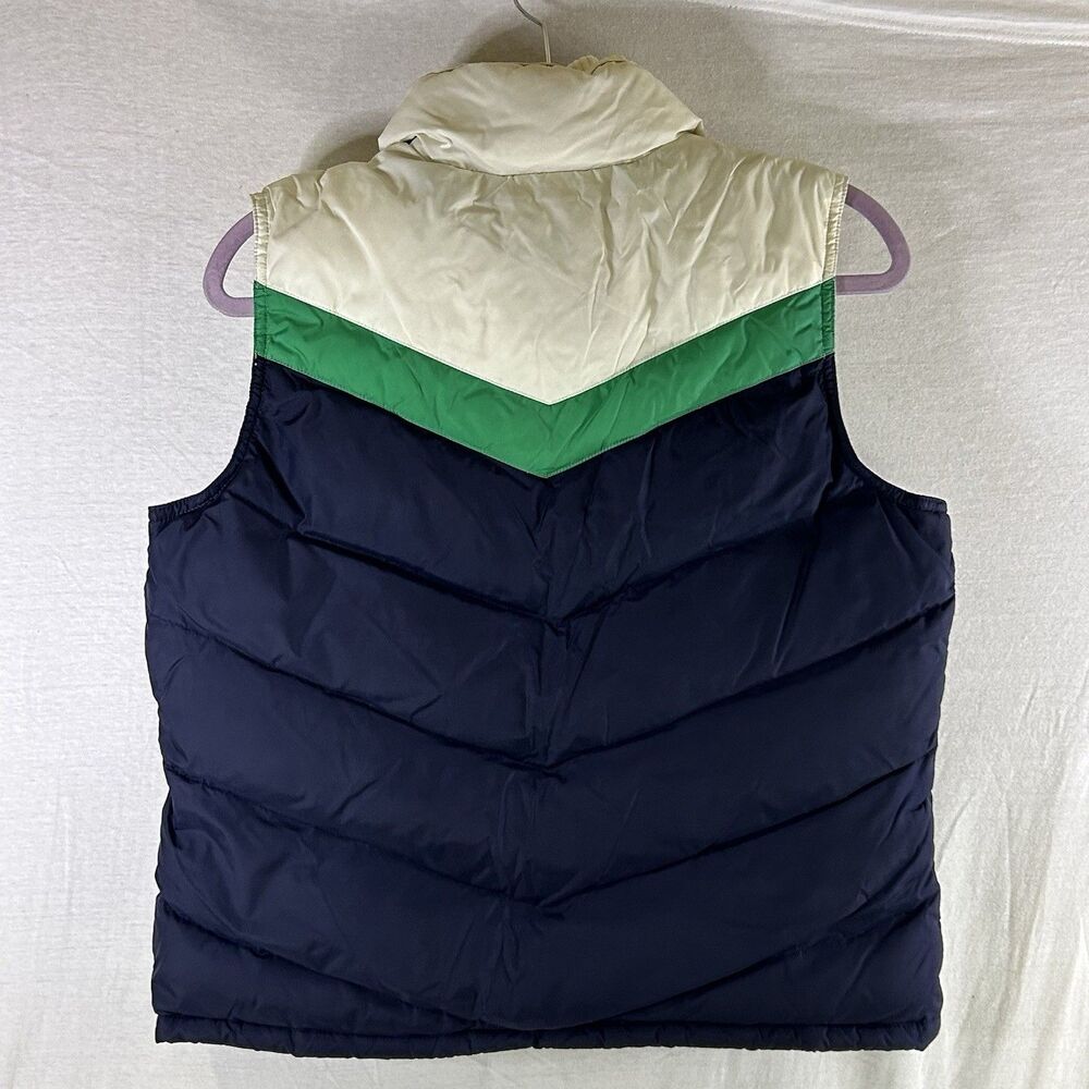 Old Navy Down Puffer Vest Women's Large Green Blue White Zips & Snaps Y2K 90s - Picture 2 of 9